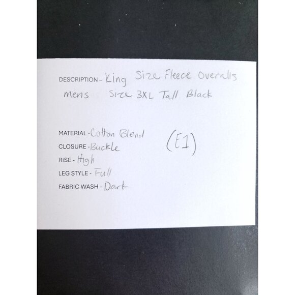 King Size Mens 3XL Tall Black Fleece Bib Overalls Stretch - Picture 10 of 10